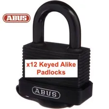 Bulk Lot of 12 x Keyed Alike ABUS Outdoor Water Proof Padlocks  -FREE POSTAGE