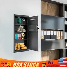 14.57*3.94*31.5 In Black Wall-mounted Safe With Keys Modern Hidden Wall safe