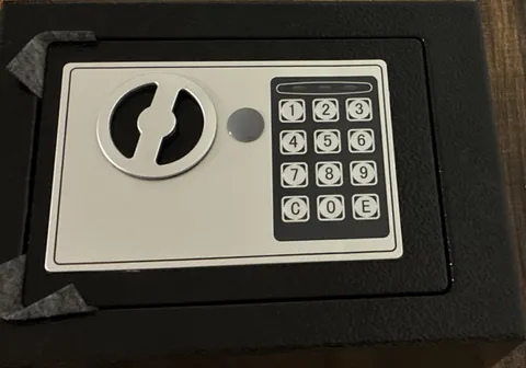 Digital Keypad Combination Safe Lock Box, Small Metal, Black/Silver