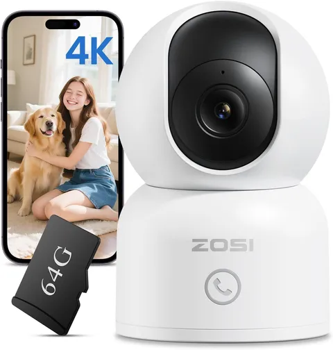 C518 4K 8MP Indoor Camera, 360° Pan Tilt Wired Wifi IP Camera for Home | 64G Mem