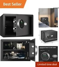 Alloy Steel Biometric Safe with Anti-Theft Alarm - Perfect for Home & Office