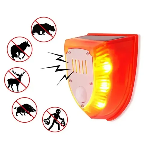 Outdoor Solar Security Siren with 3 Modes Motion Sensor Alarm Animal Repeller fo