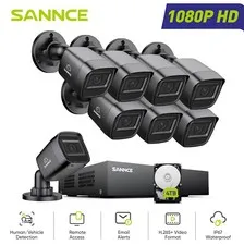 SANNCE 8CH DVR 1080P CCTV Wired Security Camera System Human Vehicle Detection