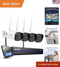 Wireless Camera System, 16CH Expandable 4K Security NVR, 4Pcs 3MP Outdoor Cam...