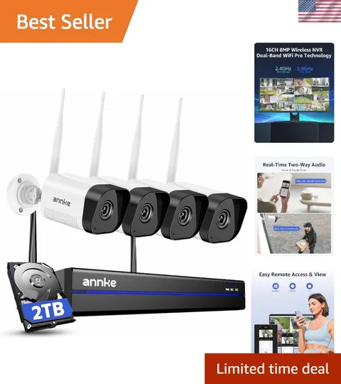 Wireless Camera System, 16CH Expandable 4K Security NVR, 4Pcs 3MP Outdoor Cam...