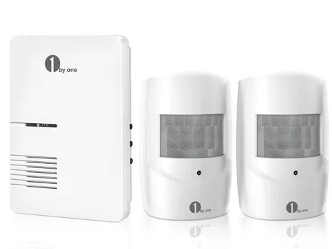 1byone Driveway Alarm, 36 Melodies, 1 Plug-in Receiver 2 PIR Detectors