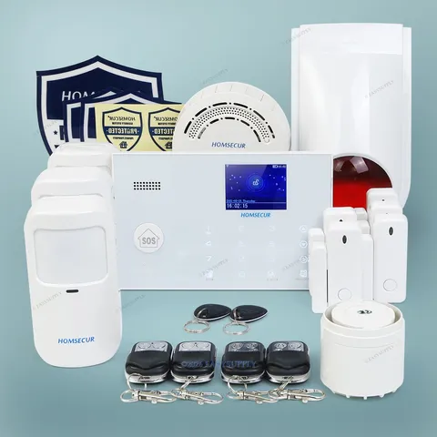 HOMSECUR LCD Wireless&Wired 4G/GSM WIFI Burglar Alarm System+Pet-Immune/Friendly