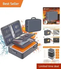 Portable 5200°F Fireproof Document Organizer with Lock - Dustproof & Waterproof