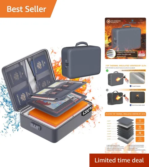 Portable 5200°F Fireproof Document Organizer with Lock - Dustproof & Waterproof