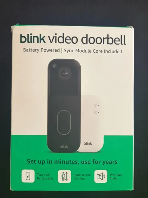 Blink Video Doorbell with Sync Module Core and Batter (2 Year Battery), Black