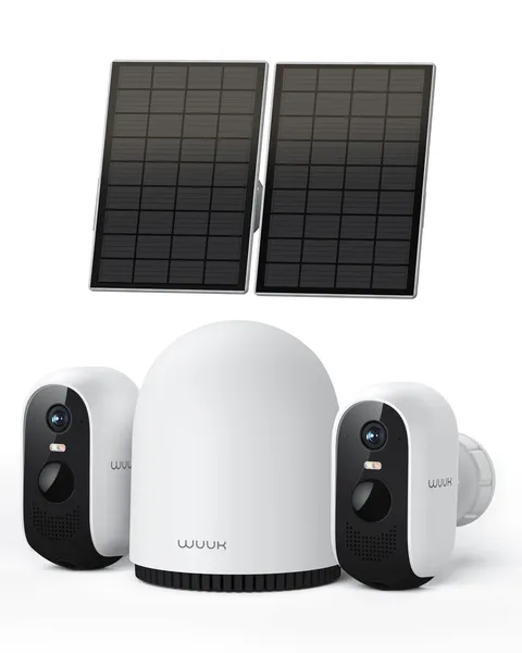 Solar Security Cameras Wireless Outdoor, Home Surveillance System, 2K, No Mon...