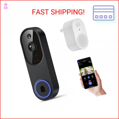Orbitell 1080p Wireless Wi-Fi Video Doorbell Camera with Two Way Audio, Night Vi