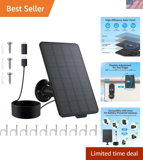 Durable 3W Solar Panel with  Waterproof Design - Perfect for Outdoor Cameras