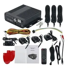 4CH Vehicle Car Mobile DVR Security Video Recorder SD+4CCD Camera Cable Remote*