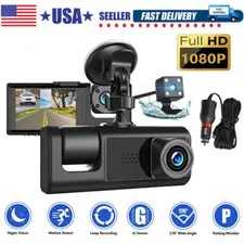 HD 1080P Car Dual Lens Dash Cam Front/Rear/Inside Video Recorder Camera G-sensor
