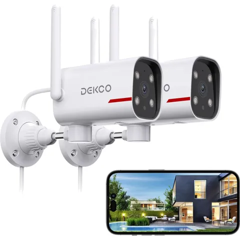 Dekco 2K Outdoor Security Cameras Wired WiFi 2 Pack