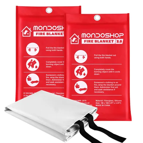 Silicone Fire Blanket for Home - 2Pack 40"x40" Fire Blankets for Kitchen, Fir...
