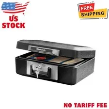 1160 Fire-Resistant Box Safe with Key Lock 0.25 Cu. ft., Black
