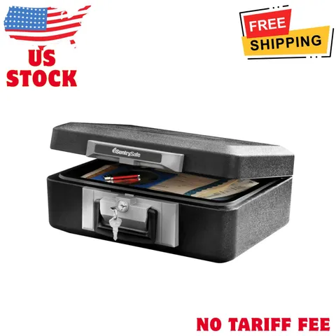 1160 Fire-Resistant Box Safe with Key Lock 0.25 Cu. ft., Black