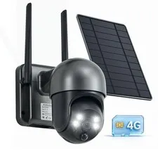 4G LTE Cellular Security Camera Wireless Outdoor, Solar Power, for Jobsite