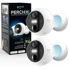 Geeni Perch 3MP Magnetic Battery Camera 2-Pack – 2K HD Outdoor, IP66