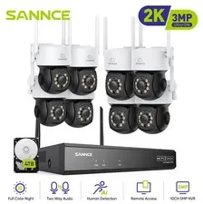 SANNCE 5MP 10CH NVR 3MP Color PT Security Camera System Two Way Audio Auto Track