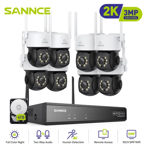 SANNCE 5MP 10CH NVR 3MP Color PT Security Camera System Two Way Audio Auto Track