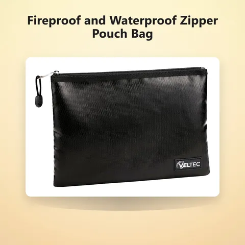 Fireproof and Waterproof Zipper Pouch Bag for Valuables, Documents, Notary St...