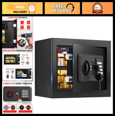 Fireproof Waterproof Safe Box for Home - Digital Security, Combination Lock, Rem
