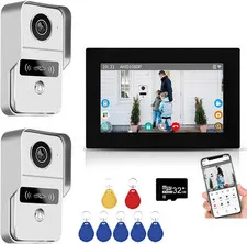 Wireless Video Doorbell Intercom with 7 Inch Touch Monitor System,2 Unit 1080P V