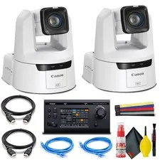 2 x Canon CR-N500 4K NDI PTZ Camera with 15x Zoom - Dual Bundle With Remote