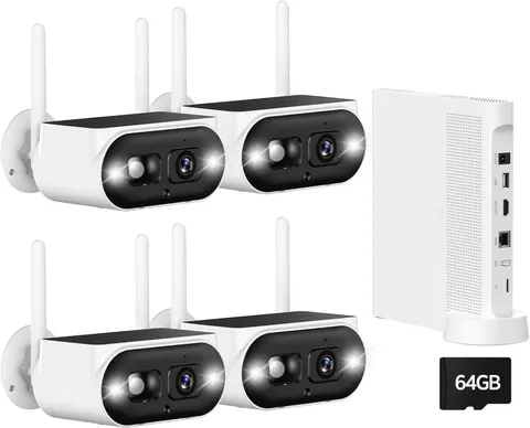 Solar Security Cameras Wireless Outdoor, 4-Camera System with 10CH NVR, No Month