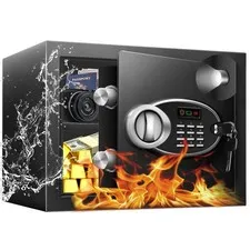 11.81" Tall Safe Box with Fireproof Waterproof for Documents - Steel Security...