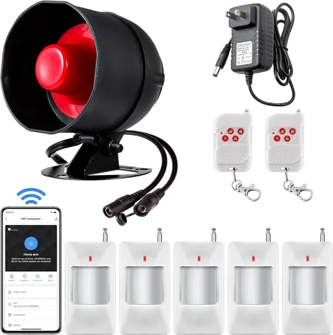 Wifi Alarm Home Security System, 120Db Alarm System with Motion Sensor and Remot