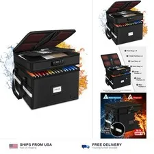Fireproof File Organizer with Lock, 2 Layer Fireproof Document Box with 5 Tab...