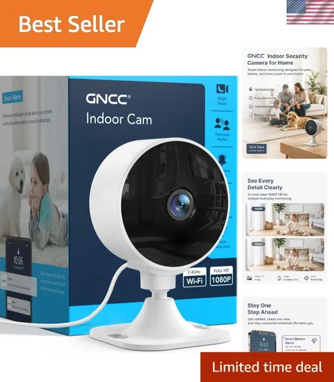2.4GHz Indoor Security Camera for Home, 1080P Baby & Pet Cam, 1-Pack