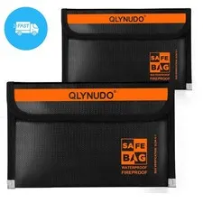 2Pack Fireproof Money Envelopes Waterproof Zipper Cash Document Bag Pouch 8x5in