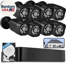 8CH 1080P Wired Security Camera System,  8 X Surveillance Security Cameras Outdo