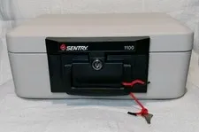 SENTRY 1100 Portable Safe Fire Proof Lock Box W/Key 14" x 10" x 6" Security 