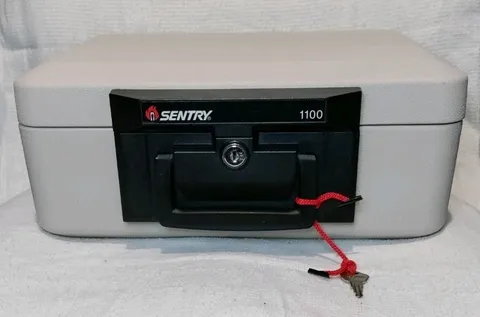 SENTRY 1100 Portable Safe Fire Proof Lock Box W/Key 14" x 10" x 6" Security 
