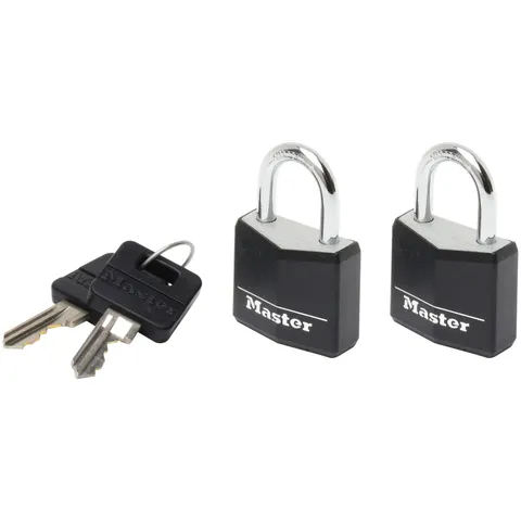 Master Lock 9120EURTBLK Aluminum Vinyl Black Cover 20mm 3-Pin Lock - Ka X