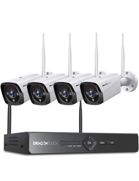 Dragon Touch K4W10 3MP Wireless WiFi Outdoor Security Camera System - 4 Camersa