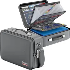 Fireproof Document Box with Lock & Strap - Portable Organizer for Important File