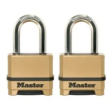 Master Lock M175LFEC2 Combination Padlock 2-Pack Gold Heavy Duty Outdoor Long