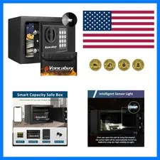 Money Safe Box for Home with Digital Keypad, 0.23 Cu. Ft., Black