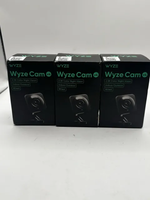 Wyze Cam v4 2.5K Wired Color Night Vision Indoor/Outdoor IP Camera 3 Pack