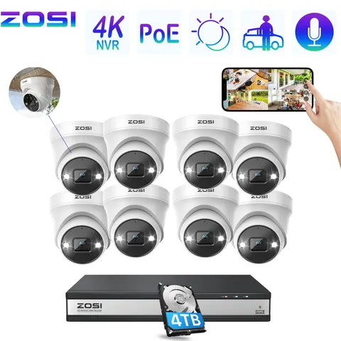 ZOSI 4K UHD POE CCTV System 16CH NVR 8MP Security IP Camera ColorVu Outdoor 4TB
