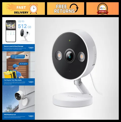 2K+ Wired Security Camera - Indoor/Outdoor, Night Vision, Person/Pet Detection,