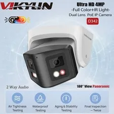 Vikylin 4MP Dual Lens 180° View Panoramic Dual Light Color Night PoE IP Camera