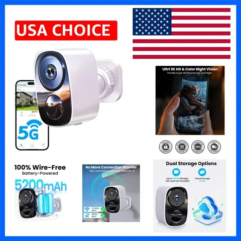 2026 Upgraded 2K Security Cameras Wireless Outdoor, Free Cloud Storage, 1-6  ...